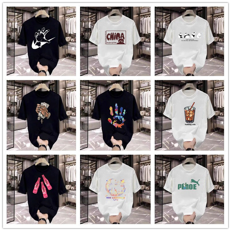 短袖t恤男装200克网红新款潮牌圆领纯棉大码体恤夏季上衣外贸批发