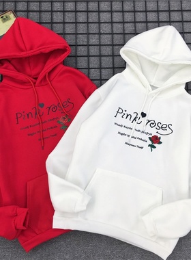 shopee代发卫衣秋冬学生抓绒个性bf情侣装套头连