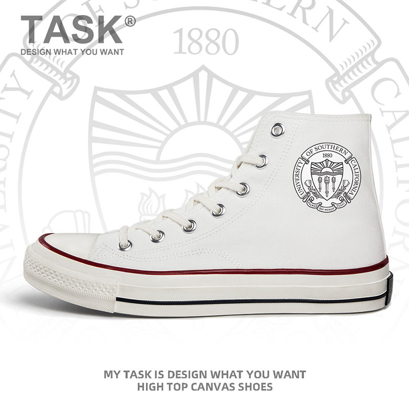 南加州大学定制名校班服高帮帆布鞋男女休闲春夏板鞋系带设 无界