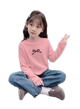 秋冬童装保暖打底衫中大童新款半高领德绒内搭女童长袖T恤上衣