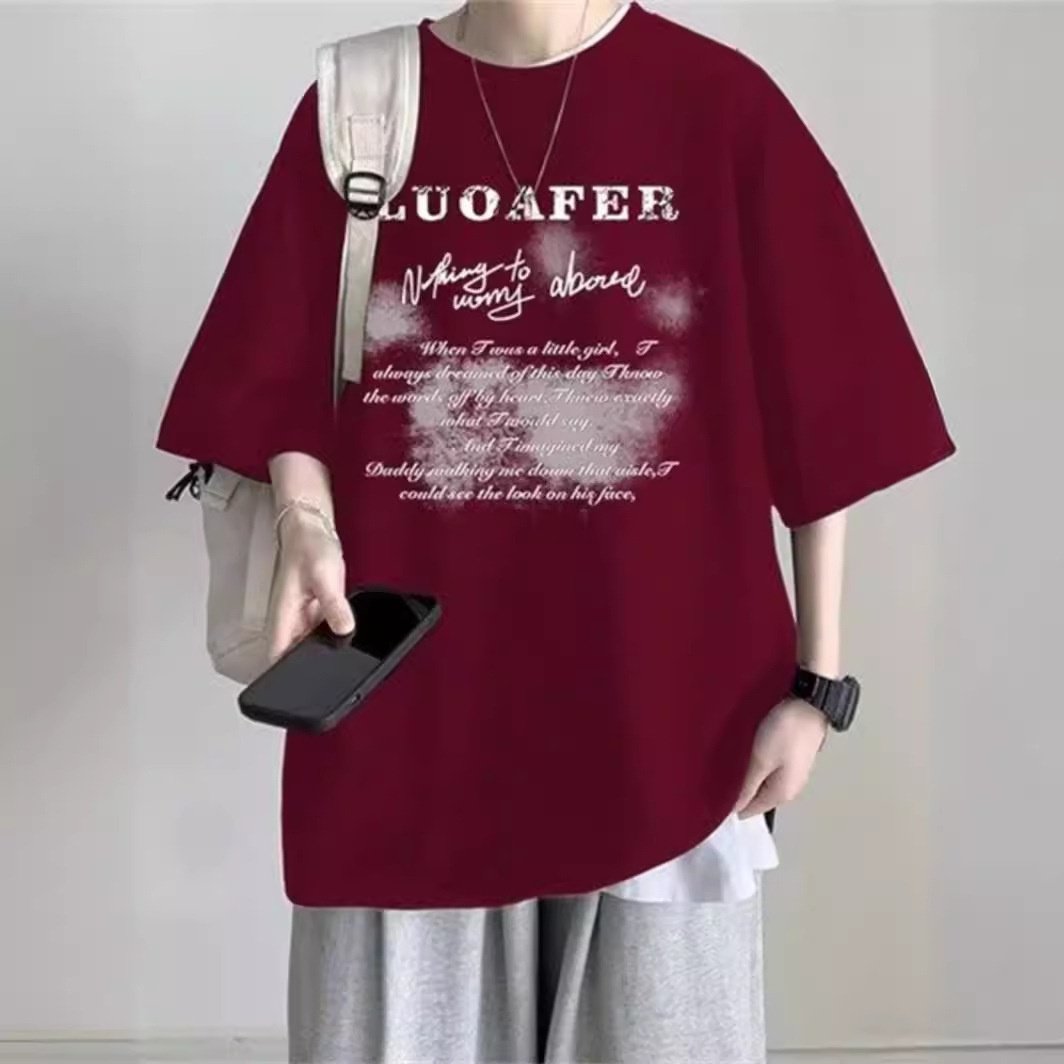 韩版纯棉短袖T恤男夏季宽松大码高街半袖oversize情侣潮牌体恤衫