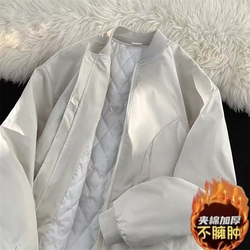 工装保暖夹棉棒球服男装美式cleanfit高级感加厚立领棉衣外套夹克