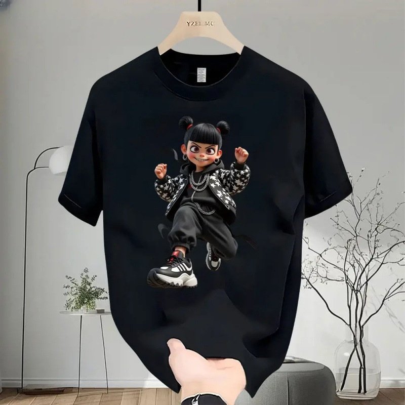 潮流新款夏季国潮个性印花宽松高级设计男女同款百搭纯棉圆领T恤