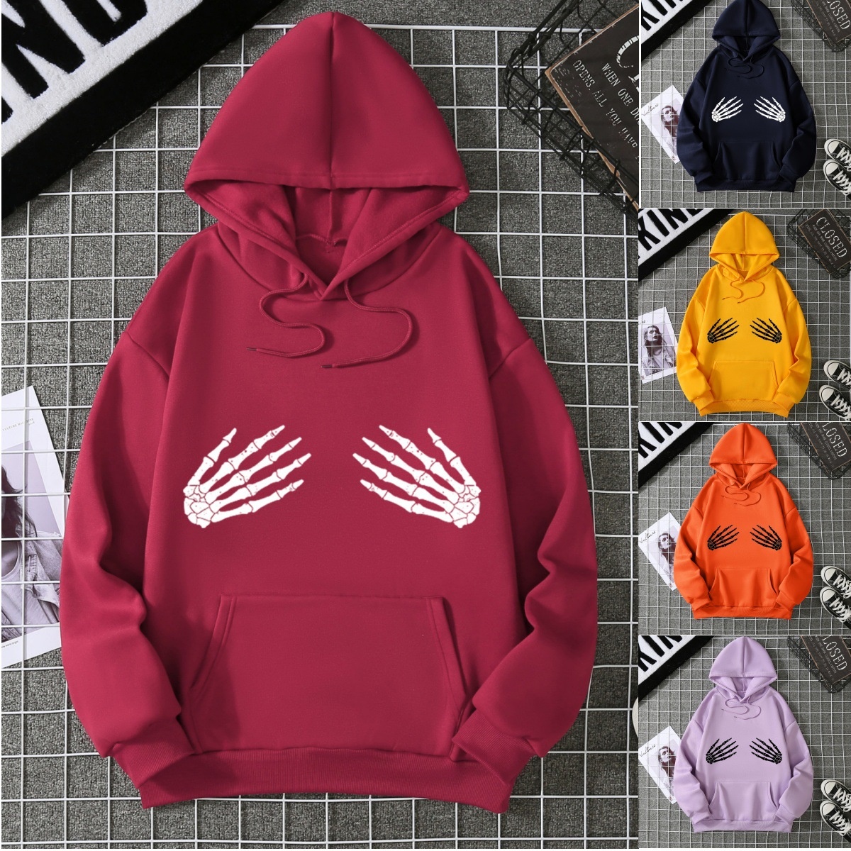 明鑫服饰秋冬季加绒卫衣女宽松休闲长袖连帽cec外套潮ins跨境外贸