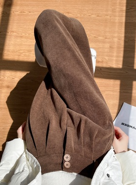 美拉德棕色灯芯绒裤子女秋冬2025新款加绒西装裤小个子咖色阔腿裤