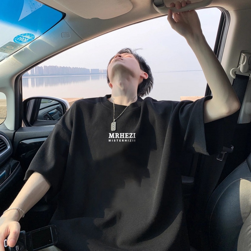 大码2-300斤重磅新款纯棉短袖休闲宽松百搭潮流上衣ins学生党痞帅