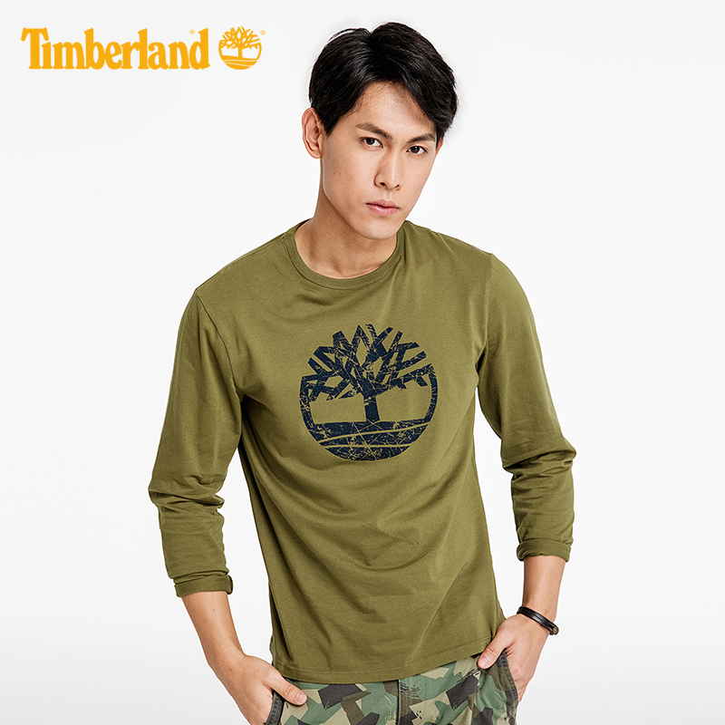 【经典款】Timberland添柏岚男装印花潮流圆领户外长袖T恤|A1L19