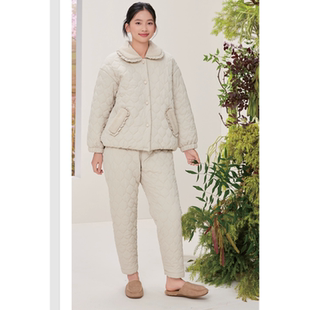 FLOSSY弗劳思女士泡泡棉睡衣套装冬季加厚保暖家居服可外穿