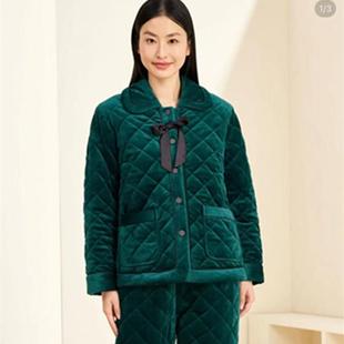 flossy弗劳思女士冬季加绒三层加厚保暖时尚家居服套装B33D276