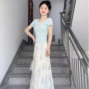 香风小套装韩版春秋小个子温柔轻熟风针织短袖漂亮半身裙两件套女