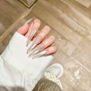 ElsaNail冰晶果冻小灯泡猫眼指甲贴片穿戴甲年新款 爆闪瓷白玻璃珠