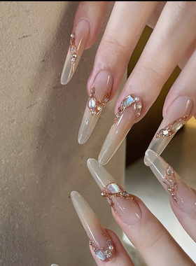 ElsaNail手工穿戴甲新款高级感多宝贝壳气质可拆卸美甲贴片新娘甲