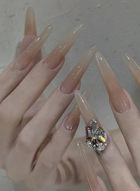 ElsaNail纯欲风手工穿戴甲爆闪冰肤裸色美甲贴片高级感指甲片显白