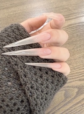 ElsaNail加长尖手工穿戴甲高级感欧美纯色美甲贴片可拆卸假指甲片