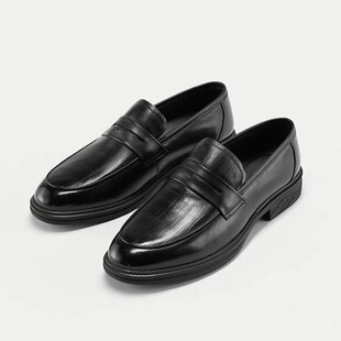 真皮休闲皮鞋 新款 春季 一脚蹬头层牛皮透气软底商务男鞋 海珈