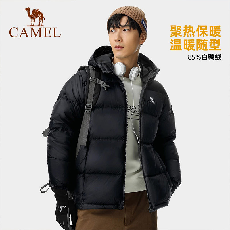 骆驼户外羽绒服短款透气拒水羽绒衣男女款冬季新款保暖外套面包服