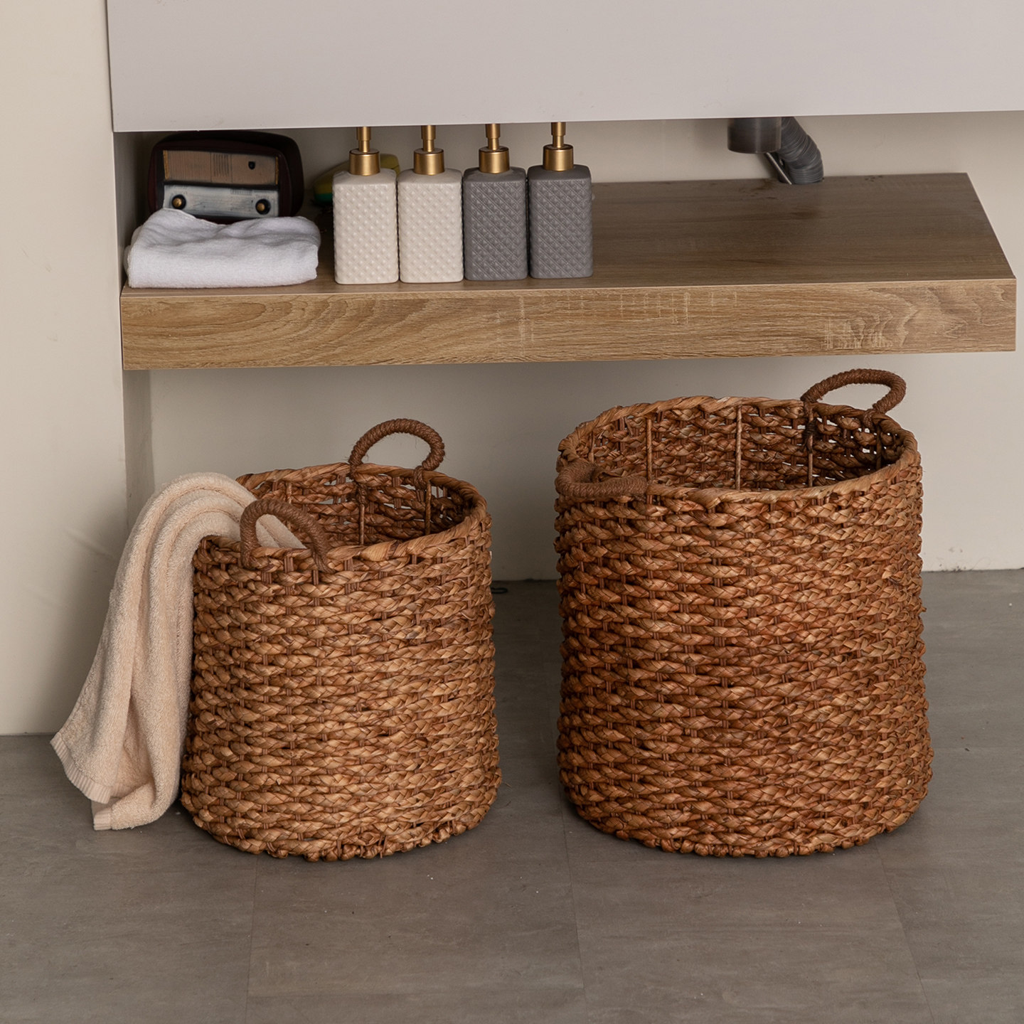 高颜值水葫芦手工草编脏衣篮家用卫生间洗衣篮子玩具杂物收纳篮筐