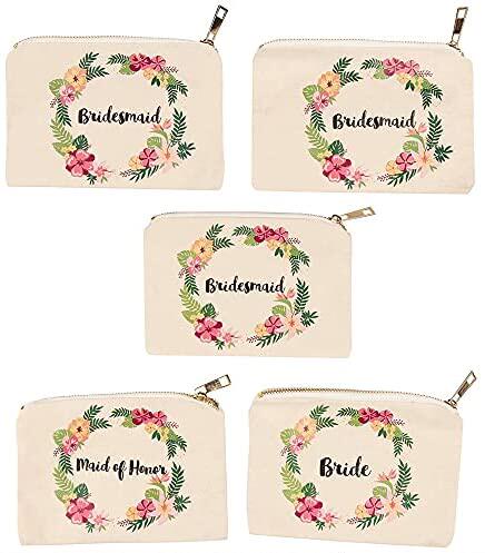 floral makeup bag  bachelorette party gifts (7 x 4 in  5 pac