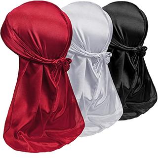 3PCS Silky Durag Pack for Men Waves  Satin Doo Rag for 360 5