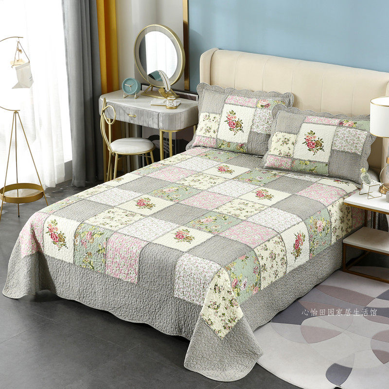 双面纯棉韩国床盖欧式绗缝被四件套夹棉加厚床罩被套铺盖床单