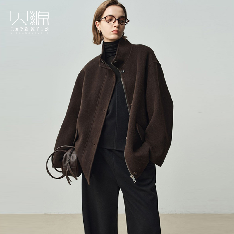 贝源阿尔巴卡羊驼绒双面呢大衣女