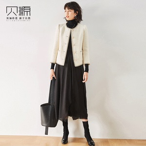 贝源2021春装新款小香风法式名媛外搭开衫女气质上衣白色羊毛外套