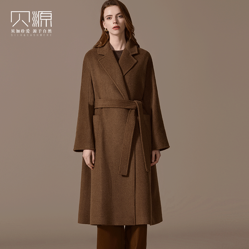 贝源骆驼绒长款加厚labbro女大衣