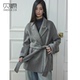 贝源灰色纯手工双面呢羊绒大衣女2025新小个子中长款 羊毛毛呢外套