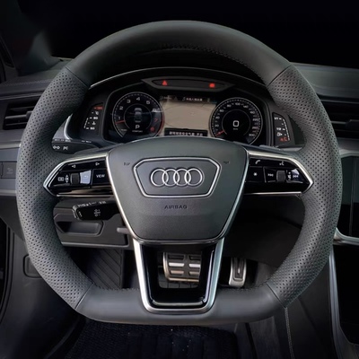 适用于23款奥迪A6L Q5 A7Q2L手缝方向盘套A4LA3A8L真皮把套A1A5Q3