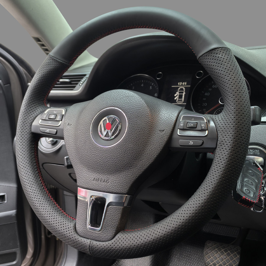 大众老款迈腾速腾帕萨特大众CC方向盘套手缝真皮把套宝来捷达专用