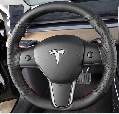 适用于特斯拉方向盘套真皮手缝Modle3 ModleY 19年20 21款把套