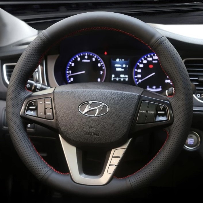19款名图方向盘套真皮手缝现代途胜ix25朗动ix35瑞纳领动悦动把套