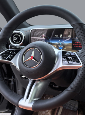 适用奔驰手缝方向盘套GLC260LGLA级C级GLB220威霆A180L真皮A200L