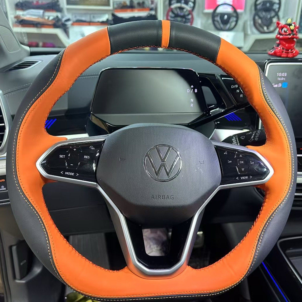 大众ID6ID3ID4 POLO高尔夫速腾帕萨特翻毛皮纳帕真皮手缝方向盘套