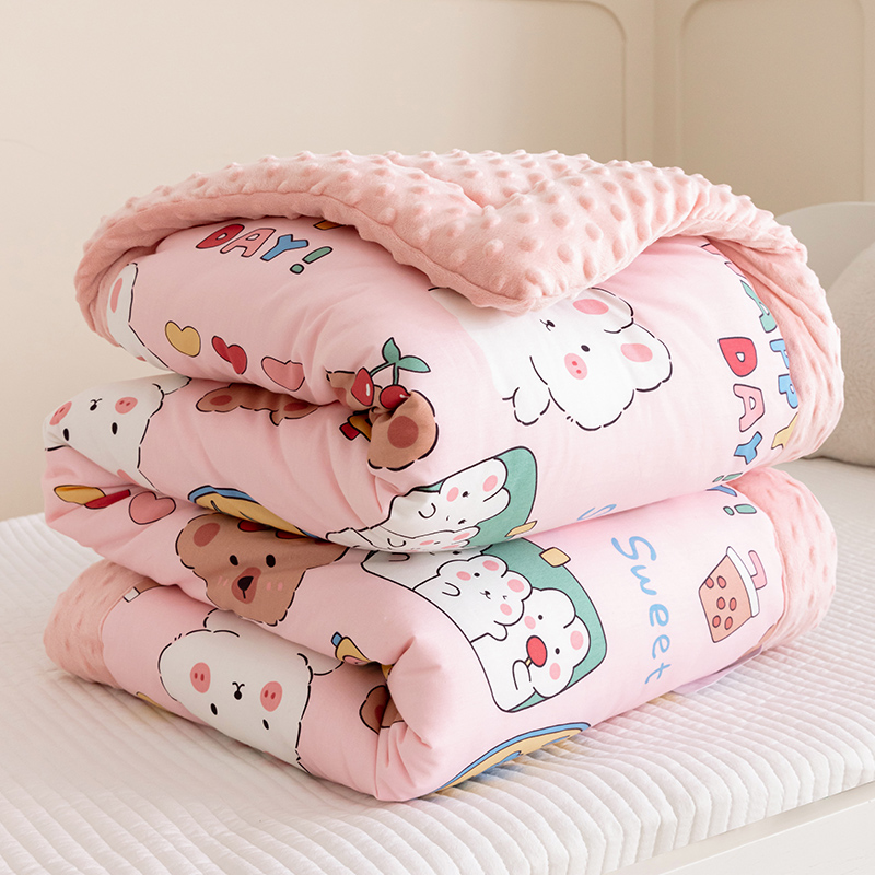 儿童全棉豆豆绒安抚被芯双面