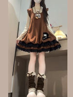 Autumn and winter outfits: Layering vest dresses, two-piece sets, strappy dresses, small flying sleeves, flower bud dresses, women's puff cake dresses thumbnail 4