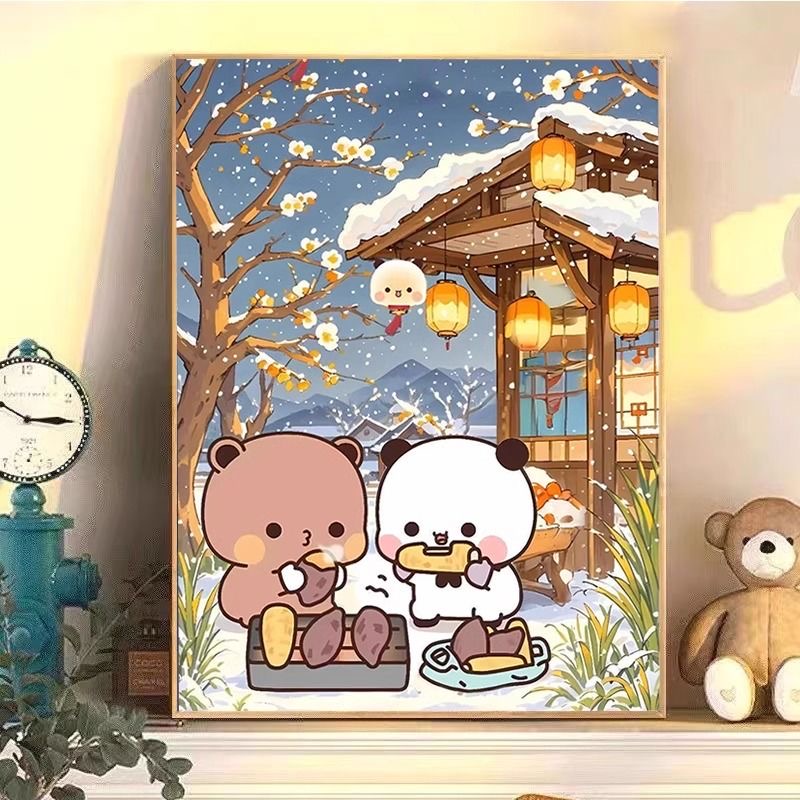 冬日一二布布钻石画满钻贴画