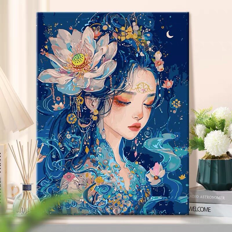 2025新款钻石画满钻国风月影人物手工点贴钻十字绣客厅卧室装饰画