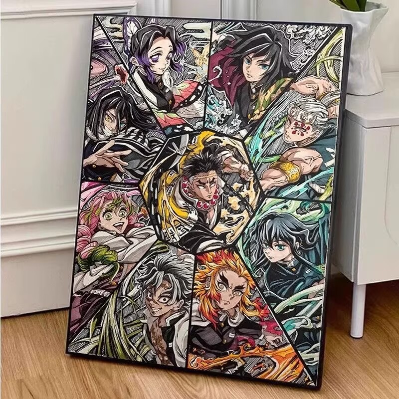 鬼灭之刃九柱钻石画2026新款卡通动漫儿童手工点贴钻画水钻5d带框