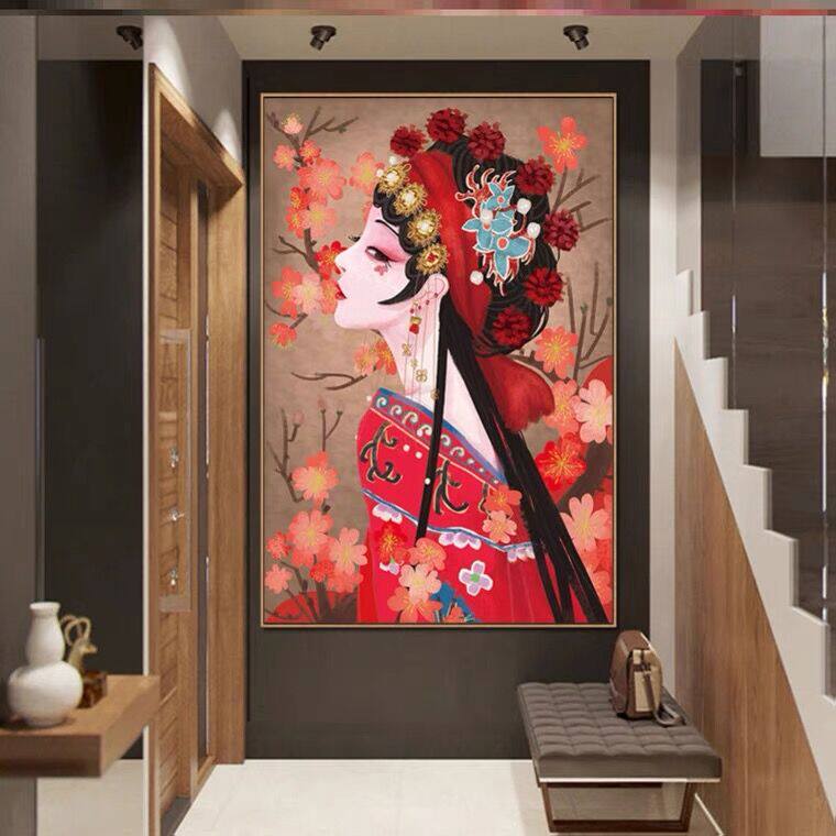 2025新卧室钻石画满贴京剧红衣花旦少女客厅卧室手工古风美女小件