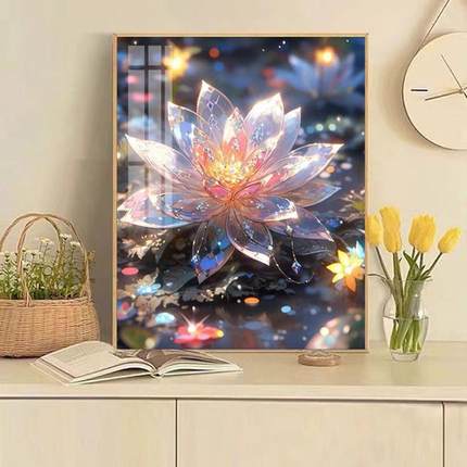 5D新款水晶帘花高难度满钻钻石画手工莲花花卉diy客厅卧室钻石秀