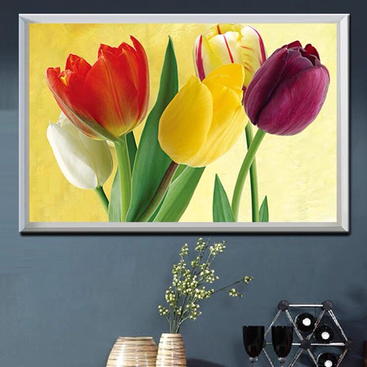 郁金香满钻贴钻钻石绣小幅卧室花卉客厅简约清新餐厅5d钻石画新款