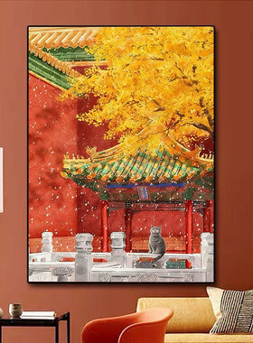于翠婷新款满钻风景钻石画带框