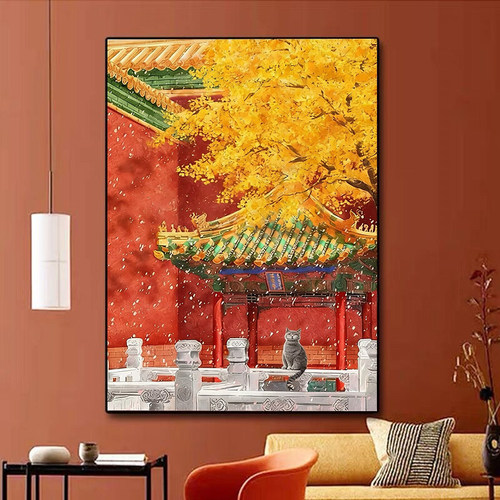 于翠婷新款满钻风景钻石画带框