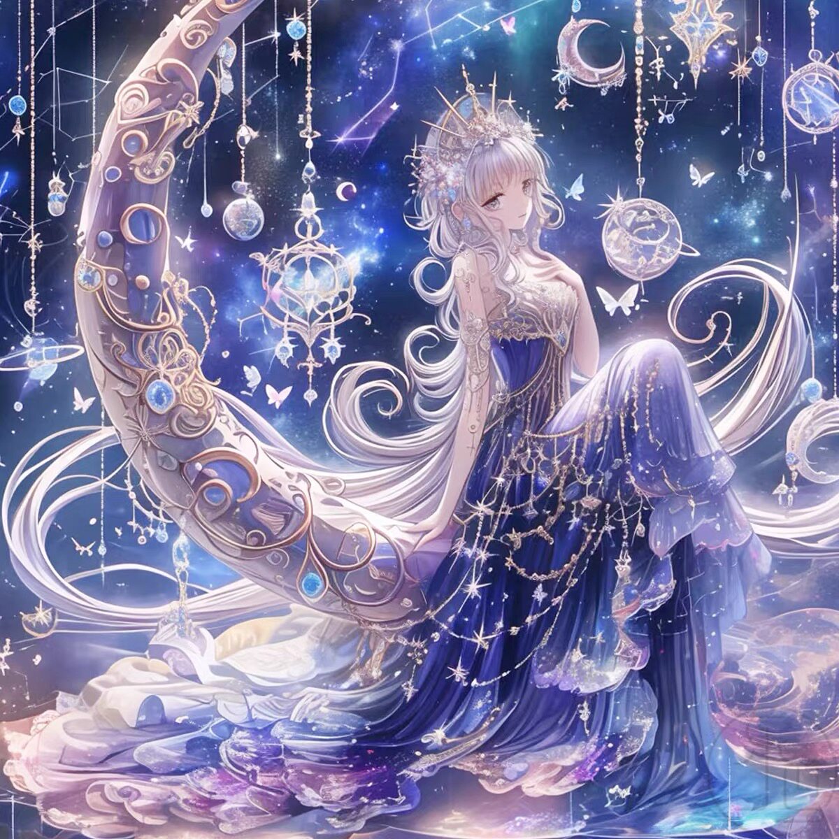 星月少女钻石画2025新款卡通女孩十字绣客厅卧室手工点贴钻十字绣