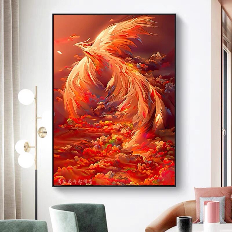 钻石画涅槃火凤凰2024新款满钻客厅玄关卡通儿童房动物贴钻钻石绣