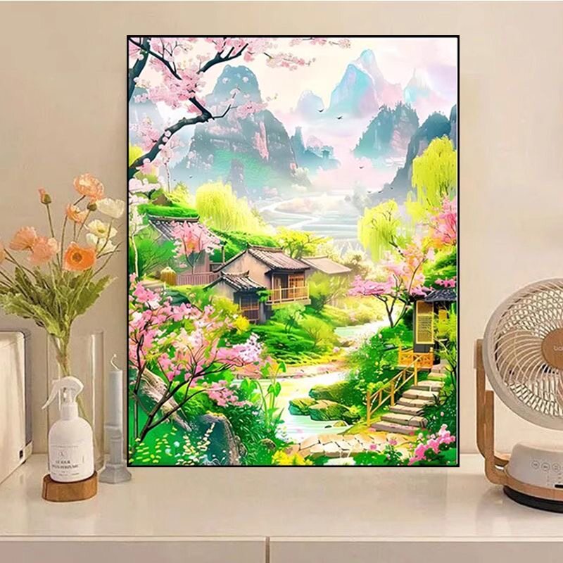 唯美田园风景钻石画2025新款满钻客厅卧室diy点贴钻装饰画带框5d