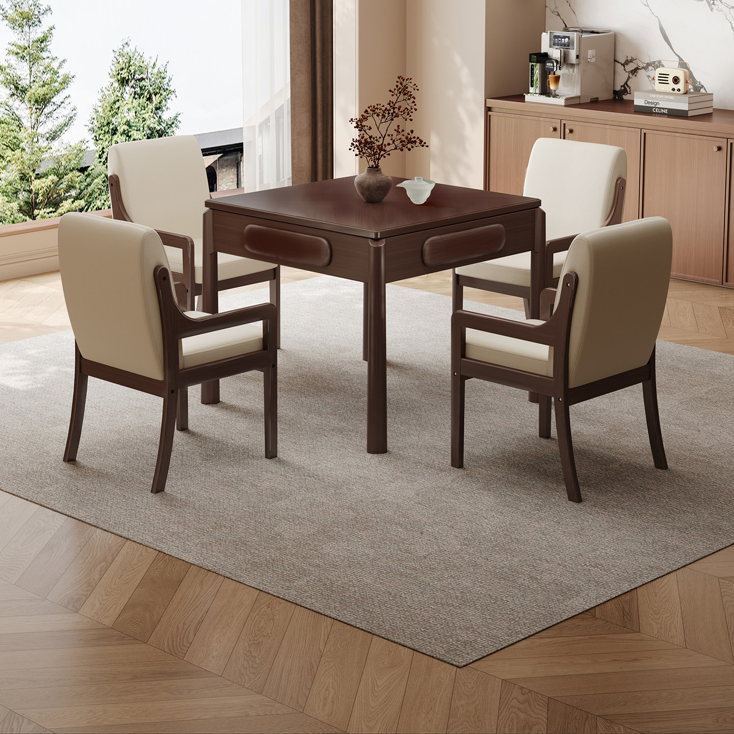 新款实木麻将机全自动家用静音麻将桌两用餐桌饭桌一体机麻茶桌