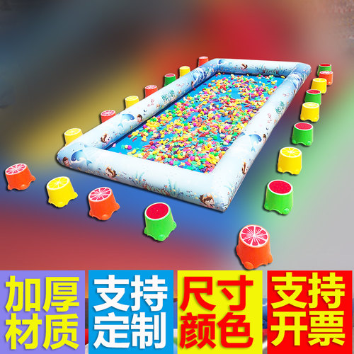 彩绘儿童钓鱼池加厚充气水池游泳小孩捞鱼养鱼池广场摆钓鱼玩具池