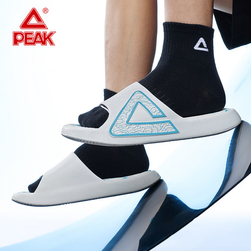 匹克态极正品篮球拖鞋白蓝情侣新配色居家外穿男士运动沙滩软弹